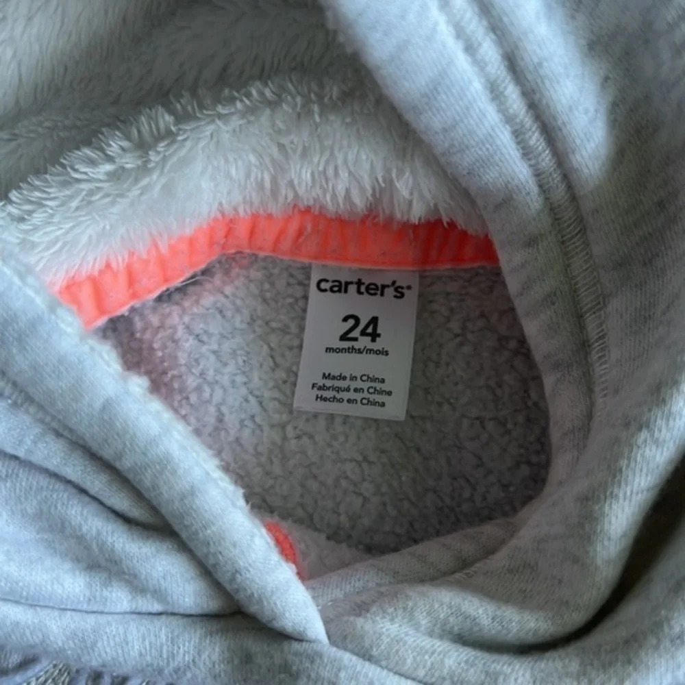 Carters White and Neon‎ Pink Hoodie Size 24 months